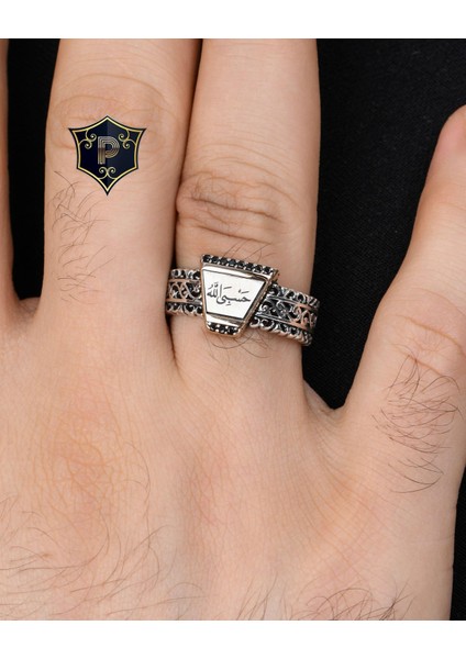 Gümüş Hasbiyallah Yazılı (Allah Bana Yeter) 925 Ayar Gümüş Erkek Yüzüğü fiyatları