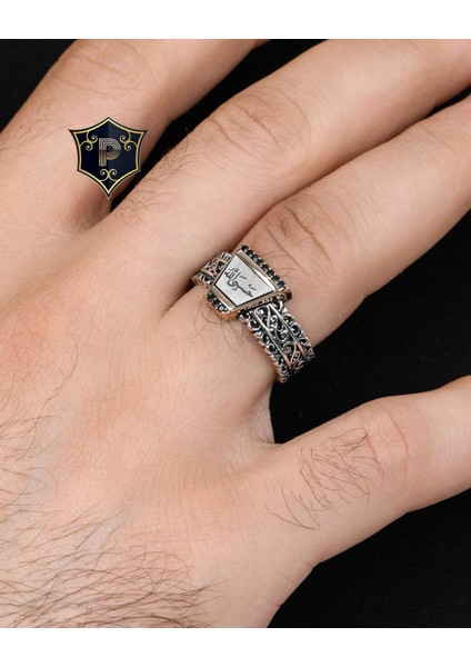 Gümüş Hasbiyallah Yazılı (Allah Bana Yeter) 925 Ayar Gümüş Erkek Yüzüğü indirimleri