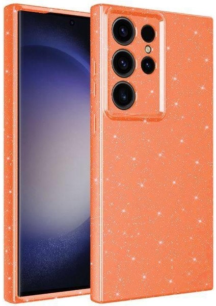 Galaxy S23 Ultra Kılıf Kamera Korumalı Simli Lüks Koton Kapak