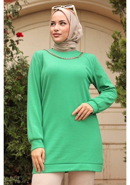 Kolyeli Tesettür Tunik 697 - Yeşil