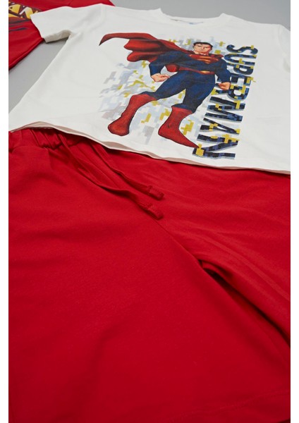 4'lü Süpermen Baskılı Tshirt Şort Pantolon Takım fırsatları