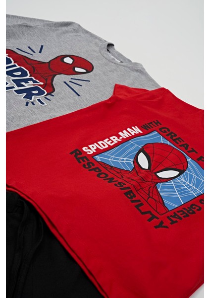 For You Kids 4'lü Spider-Man Tshirt Şort Pantolon Takım