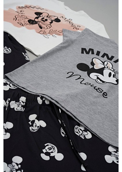 For You Kids 4'lü Minnie Mouse Baskılı Tshirt Şort Pantolon Takım