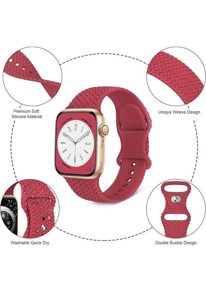 Apple Watch Kordon Band ile Uyumlu Silikon Örgülü Bantlar 38MM 40MM 41MM 42MM 44MM 45MM 49MM fırsatları