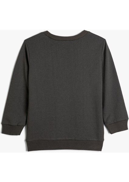 Sweatshirt Kaykay Baskılı Uzun Kollu Bisiklet Yaka Şardonlu fiyatları