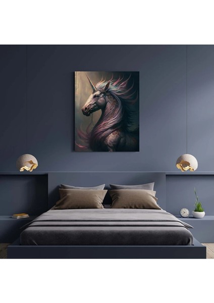 Siyah Unicorn Yüksek Kalite Kanvas Tablo AR030431