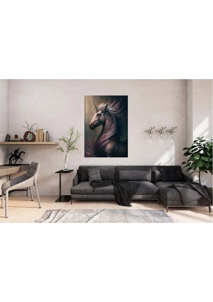 Siyah Unicorn Yüksek Kalite Kanvas Tablo AR030431