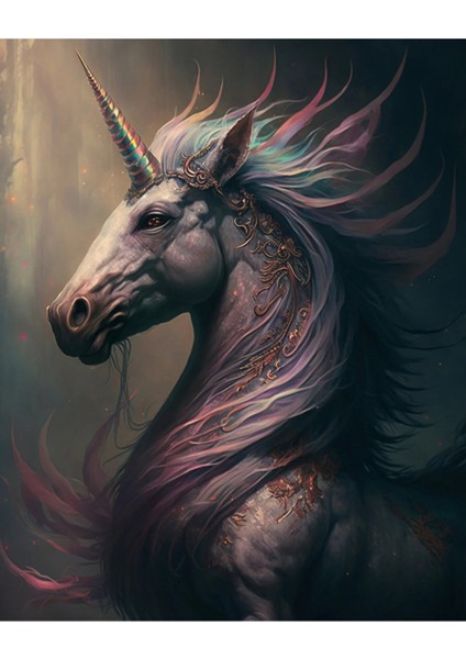 Siyah Unicorn Yüksek Kalite Kanvas Tablo AR030431