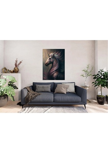 Siyah Unicorn Yüksek Kalite Kanvas Tablo AR030431