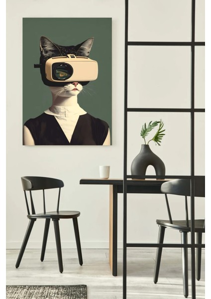 Digital Art Kedi Dekoratif Kanvas Tablo AR030411