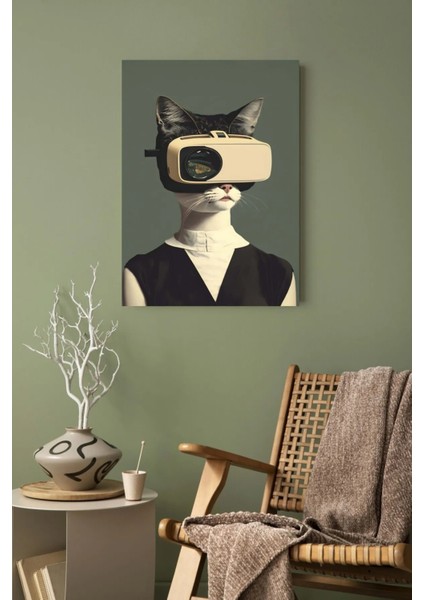 Digital Art Kedi Dekoratif Kanvas Tablo AR030411