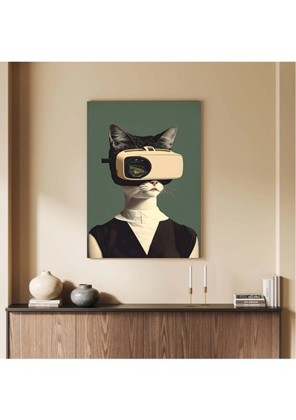 Digital Art Kedi Dekoratif Kanvas Tablo AR030411
