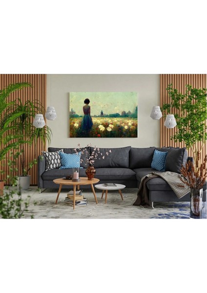 Yağlı Boya Görünümlü Kadın Kanvas Tablo AR030441