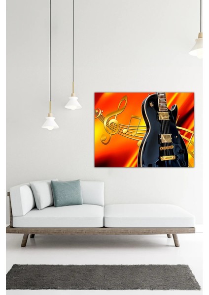 Dijital Baskılı Dekoratif Tasarım Gitar Iş-Meslek Temalı Lüks Ahşap Kanvas Tablo AR030482