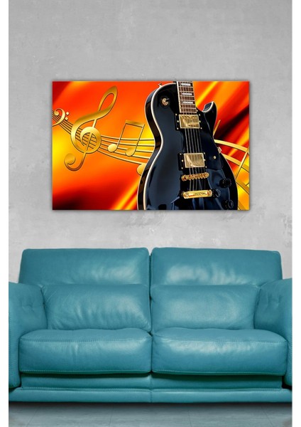 Dijital Baskılı Dekoratif Tasarım Gitar Iş-Meslek Temalı Lüks Ahşap Kanvas Tablo AR030482