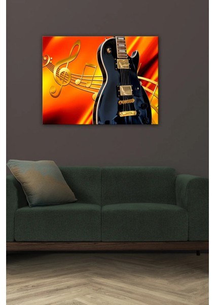 Dijital Baskılı Dekoratif Tasarım Gitar Iş-Meslek Temalı Lüks Ahşap Kanvas Tablo AR030482