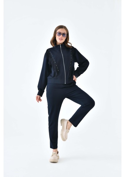 Kadın İki İp Püsküllü Takım Lacivert 30637 fiyatları