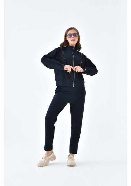 Kadın İki İp Püsküllü Takım Lacivert 30637 indirimleri