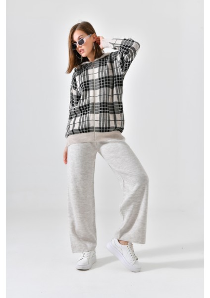 Kadın Fermuar Kapşon Detay İkili Takım Taş 21-6038 modelleri