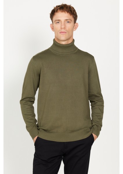 ALTINYILDIZ CLASSICS Erkek Haki Standart Fit Normal Kesim Tam Balıkçı Yaka Triko Kazak fırsatları