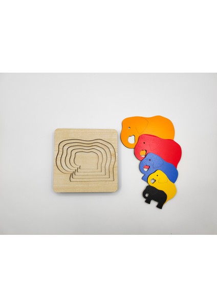 Montessori Katmanlı Puzzle, Tak-Çıkar, Eğitici Puzzle (Fil) modelleri
