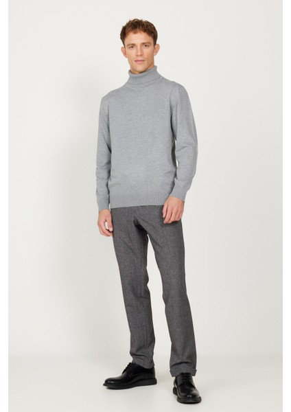 ALTINYILDIZ CLASSICS Erkek Gri Melanj Standart Fit Normal Kesim Tam Balıkçı Yaka Triko Kazak fiyatları