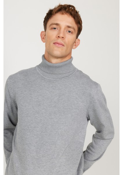 ALTINYILDIZ CLASSICS Erkek Gri Melanj Standart Fit Normal Kesim Tam Balıkçı Yaka Triko Kazak fırsatları