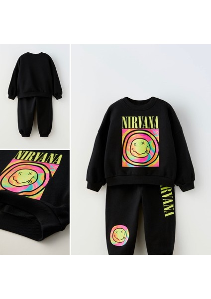 Yeni Sezon Nirvana Alt Üst Takım Siyah Renk Üzeri Baskılı fiyatları