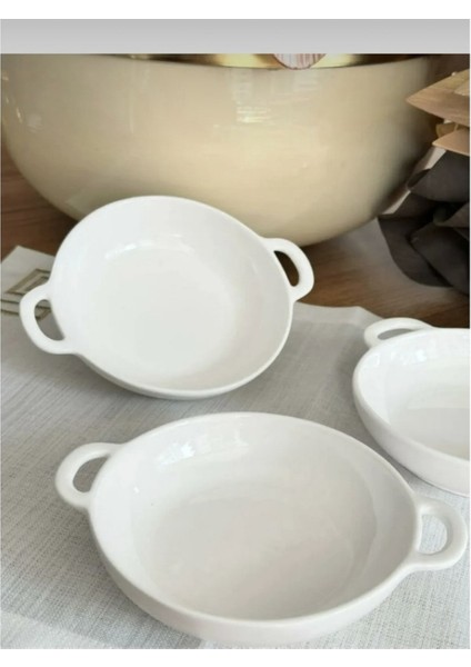 Porselen Yuvarlak Meze Tabağı Kahvaltı Sunum / Küçük Boy 3'lü