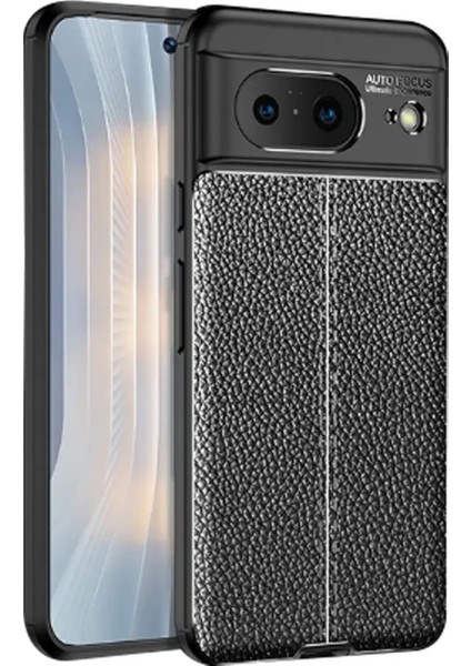 Google Pixel 8 Leather Serisi Deri Efekt Silikon Kılıf - Siyah AL3337