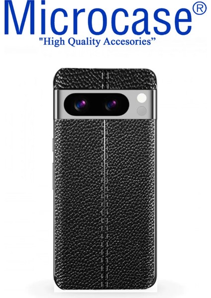 Google Pixel 8 Leather Serisi Deri Efekt Silikon Kılıf - Siyah AL3337