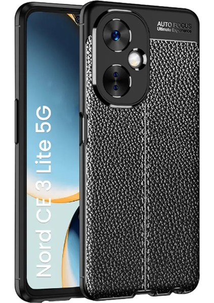 Oneplus Nord Ce 3 Lite Leather Serisi Deri Efekt Silikon Kılıf - Siyah AL3337