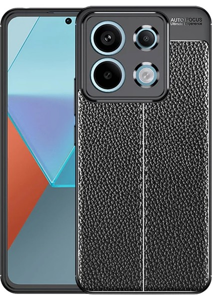 Xiaomi Redmi Note 13 / Note 13 Pro 5G Global Leather Serisi Deri Efekt Silikon Kılıf - Siyah AL3337