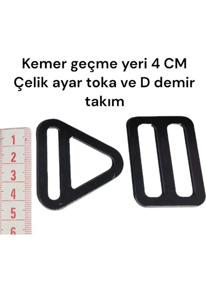 VSLT Handmade Çelik D Üçgen Çekme Demiri ve Ayar Toka Takım. 4cm D Halka, 4cm Ayar Toka.1 Adet Takım