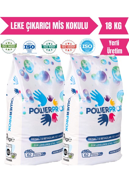 Power Prox En Uygun Toz Çamaşır Deterjanı Renkli ve Beyazlar 2’si 1 Arada Italyan Baharı 2x9 kg (18KG)