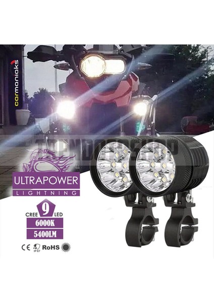 Cree LED Ultra Power Lightning Usa Evrensel Sis Farı 9 LED Su Geçirmez Off Road Oto Motor LED Far