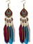 Kadın Sahte Tüy Bohemian Saçak Püskül Uzun Damla Dangle Seti Dream Catcher Tasarım ile Küpe (Yurt Dışından) 1