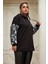 Kol Kürk Detaylı Büyük Beden Siyah Sweatshirt 2