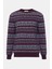 Erkek Bordo Bisiklet Yaka Desenli Lambswool Kazak 1