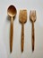 Ahşap Zeytin Ağacı El Işçiliği 3'lü Ahşap Tahta Kaşık, Çatal, Spatula ve Sunum Seti 7