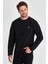 Erkek Siyah Çift Bisiklet Yaka Baskı Detaylı Standart Rahat Kesim Sweatshirt 5