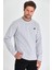 Erkek Gri Çift Bisiklet Yaka Baskı Detaylı Standart Rahat Kesim Sweatshirt 1