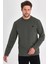 Erkek Haki Çift Bisiklet Yaka Baskı Detaylı Standart Rahat Kesim Sweatshirt 2