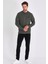 Erkek Haki Çift Bisiklet Yaka Baskı Detaylı Standart Rahat Kesim Sweatshirt 5