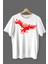 Kartal Baskılı Pamuklu Likralı T Shirt Kırmızı Desenli Beyaz Clk 93 1