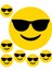 Gözlüklü Sırıtan Yüz Emoji 7 Adet A4 Yenilebilir Süsü Pasta Kurabiye Şeker Hamuru Kağıt Baskısı 3