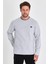 Erkek Gri Çift Bisiklet Yaka Baskı Detaylı Standart Rahat Kesim Sweatshirt 2