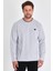 Erkek Gri Çift Bisiklet Yaka Baskı Detaylı Standart Rahat Kesim Sweatshirt 3