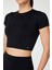 Captiva Yumuşak Dokulu & Esnek Crop Top Siyah 3