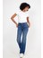 Kadın Emilie Dirty Med Blue Bootcut Jean Pantolon 1